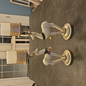 Elegant Gold and White Reindeer Candle Holders